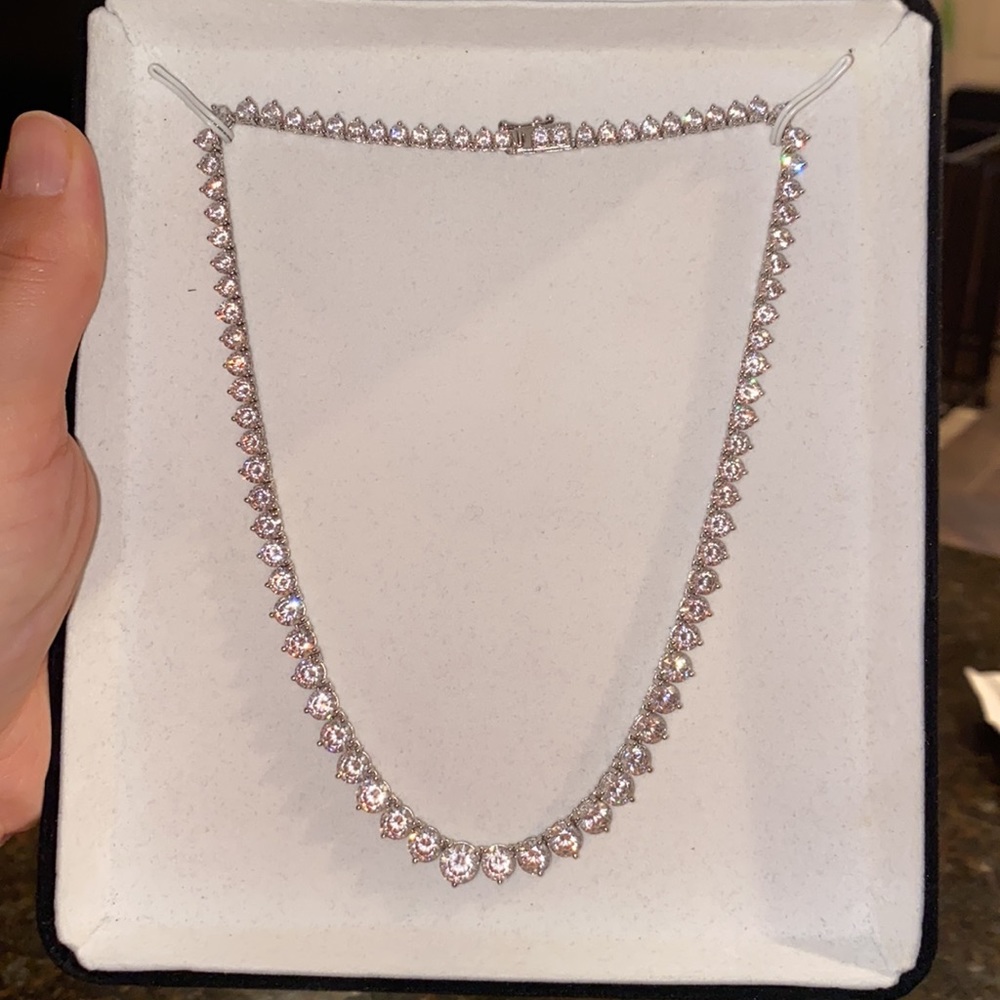 Graduated Tennis 16” Collar Necklace in Sterling Silver